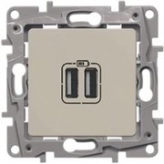 Legrand Etika слоновая кость розетка USB 2-ая 240В/5В 2400мА 672394