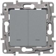 Legrand Etika алюминий выключатель 2-клавишный с подсветкой/индикациейавт, автоматические клеммы, 10 AX, 250 В 672404