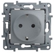 Legrand Etika алюминий розетка с заземлением, винтовые клеммы, 16А, 250 В 672421