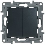 Legrand Etika антрацит переключатель 2-клавишный, 10А, авт. клем 672612
