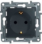 Legrand Etika антрацит розетка с заземлением, винт. клеммы, 16А, 250 В 672621