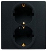 Legrand Etika антрацит розетка 2-ая с заземлением, винт. клеммы, 16А, 250 В 672623