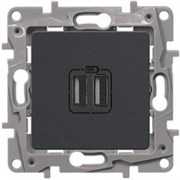 Legrand Etika антрацит розетка USB 2-ая 240В/5В 2400мА 672694
