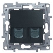 Legrand Etika антрацит розетка тел.+ комп. (RJ11+RJ45) 5 кат. UTP 672652