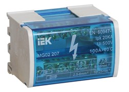 Шина в корпусе IEK ШНК 2х7 L+PEN YND10-2-07-100, на DIN-рейку