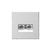 Systeme Electric ArtGallery Алюминий Розетка двойная компьютерная RJ45+RJ45, кат. 5е, механизм GAL000385