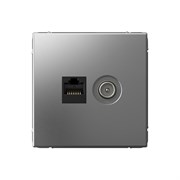 ArtGallery Сталь Розетка двойная ТВ + компьютерная RJ45, кат. 5Е GAL000989
