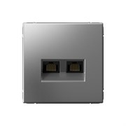 ArtGallery Сталь Розетка двойная компьютерная RJ45+RJ45, кат.6А, механизм GAL000988