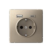 ArtGallery Шампань Розетка 16А с 2 USB A+C, 5В/2,4А/3,0А, 2х5В/1,5А, механизм GAL000532