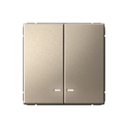 Systeme Electric ArtGallery Шампань Выключатель 2-клавишный с подсветкой, сх.5а, 10АХ, механизм, быстрозажим. клем. GAL000553S