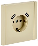 IEK FORTE&PIANO Ваниль Розетка с/з со шт винтовое крепление 16А USB A+A 3,1А FP445 FP-R14-16-U21-D31-K10