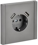 IEK FORTE&PIANO Сталь Розетка с/з со шт винтовое крепление 16А USB A+A 3,1А FP545 FP-R14-16-U21-D31-K46