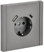 IEK FORTE&PIANO Сталь Розетка с/з со шт винтовое крепление 16А USB A+C 18Вт FP547 FP-R14-16-U22-018-K46