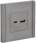 IEK FORTE&PIANO Сталь Розетка USB A+C 18Вт FP551 FP-U22-018-K46