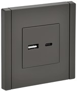 IEK FORTE&PIANO Серый Розетка USB A+C 18Вт FP351 FP-U22-018-K03