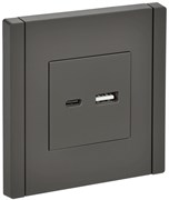 IEK FORTE&PIANO Серый Розетка USB A+C 3,1А FP350 FP-U22-D31-K03