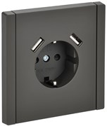 IEK FORTE&PIANO Серый Розетка с/з со шт винтовое крепление 16А USB A+A 3,1А FP345 FP-R14-16-U21-D31-K03