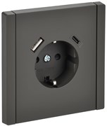 IEK FORTE&PIANO Серый Розетка с/з со шт винтовое крепление 16А USB A+C 18Вт FP347 FP-R14-16-U22-018-K03