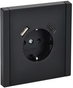 IEK FORTE&PIANO Черный Розетка с/з со шт винтовое крепление 16А USB A+C 18Вт FP147 FP-R14-16-U22-018-K02