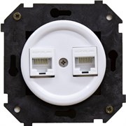 Bironi Шедель пластик белый розетка 2-ая RJ45 (скрытый монтаж) B3-302-21