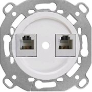 Bironi Шедель пластик белый розетка RJ45 + RJ11 (скрытый монтаж) B3-303-21