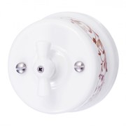 Bironi Лизетта керамика белый выключатель проходной 1-клавишный (декор D6/2) B1-201-01-D6/2