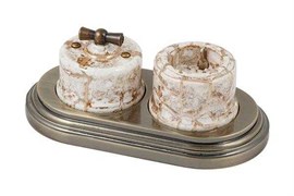 Bironi Лизетта керамика мрамор выключатель 2-клавишный B1-202-09