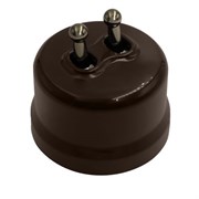 Bironi Лизетта пластик коричневый выключатель 2-клавишный (тумблерный), ручка бронза B1-232-22-B