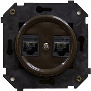 Bironi Шедель пластик коричневый розетка 2-ая RJ45  (скрытый монтаж) B3-302-22