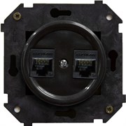 Bironi Шедель пластик чёрный розетка  2-ая RJ45  (скрытый монтаж) B3-302-23