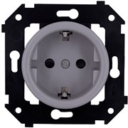Bironi Шедель пластик титан розетка с заземлением (скрытый монтаж) B3-101-26