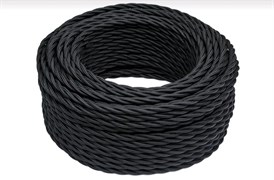 Bironi чёрный матовый витой провод 2*1,5 150м B1-424-73-150