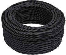 Bironi чёрный матовый витой провод 2*0,75 50м B1-422-73-50