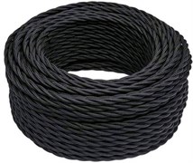 Bironi чёрный матовый витой провод  2*1,5 10м B1-424-73-10
