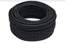 Bironi чёрный матовый витой провод 2*0,75 150м B1-422-73-150