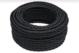 Bironi чёрный матовый витой провод 2*0,75 20м B1-422-73-20