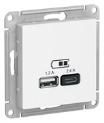 Systeme Electric AtlasDesign Лотос Розетка USB А+С, 5В/2,4 А, 2х5В/1,2 А, механизм ATN001339