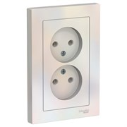Systeme Electric AtlasDesign жемчуг розетка без заземления, двойная, 16А, в сборе ATN000420