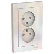 Systeme Electric AtlasDesign жемчуг розетка без заземления, двойная, со шторками,16А, в сборе ATN000422
