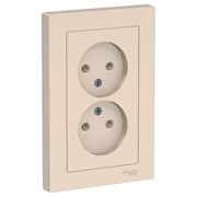 Systeme Electric AtlasDesign бежевый розетка без заземления, двойная, 16А, в сборе ATN000220