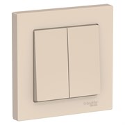 Systeme Electric AtlasDesign бежевый выключатель 2-клавишный сх.5, 10АХ, в сборе ATN000252