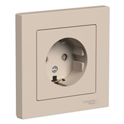 Systeme Electric AtlasDesign песочный розетка с заземлением, со шторками, 16А, в сборе ATN001244