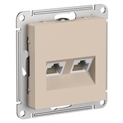 Systeme Electric AtlasDesign песочный розетка двойная компьютерная RJ45+RJ45, кат.5E, механизм ATN001285