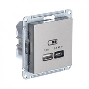 Systeme Electric AtlasDesign шампань USB розетка A + тип-C 45W высокоскор.заряд. QC,PD, механизм ATN000529
