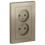 Systeme Electric AtlasDesign шампань розетка без заземления, двойная, 16А, в сборе ATN000520