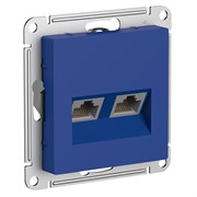 Systeme Electric AtlasDesign аквамарин розетка двойная компьютерная RJ45+RJ45, кат.5E, механизм ATN001185