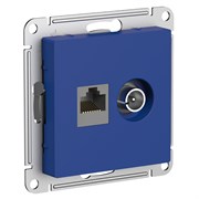 Systeme Electric AtlasDesign аквамарин розетка двойная ТВ + компьютерная RJ45, кат. 5Е ATN001189