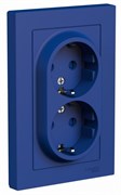 Systeme Electric AtlasDesign аквамарин розетка двойная с заземлением, со шторками, 16А, в сборе ATN001126