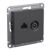 Systeme Electric AtlasDesign базальт розетка двойная ТВ + компьютерная RJ45, кат. 5Е ATN001489