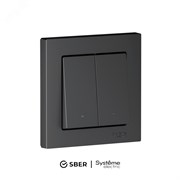ATLASDESIGN SMART 2-кл. ВЫКЛЮЧАТЕЛЬ с подсв., Zigbee, сх.5, L+N, 10А, мех., КАРБОН ATN001053Z pe987127